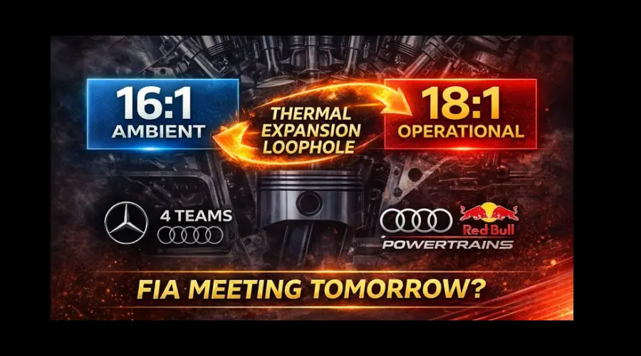 F1 2026 compression ratio loophole Mercedes Audi Red Bull