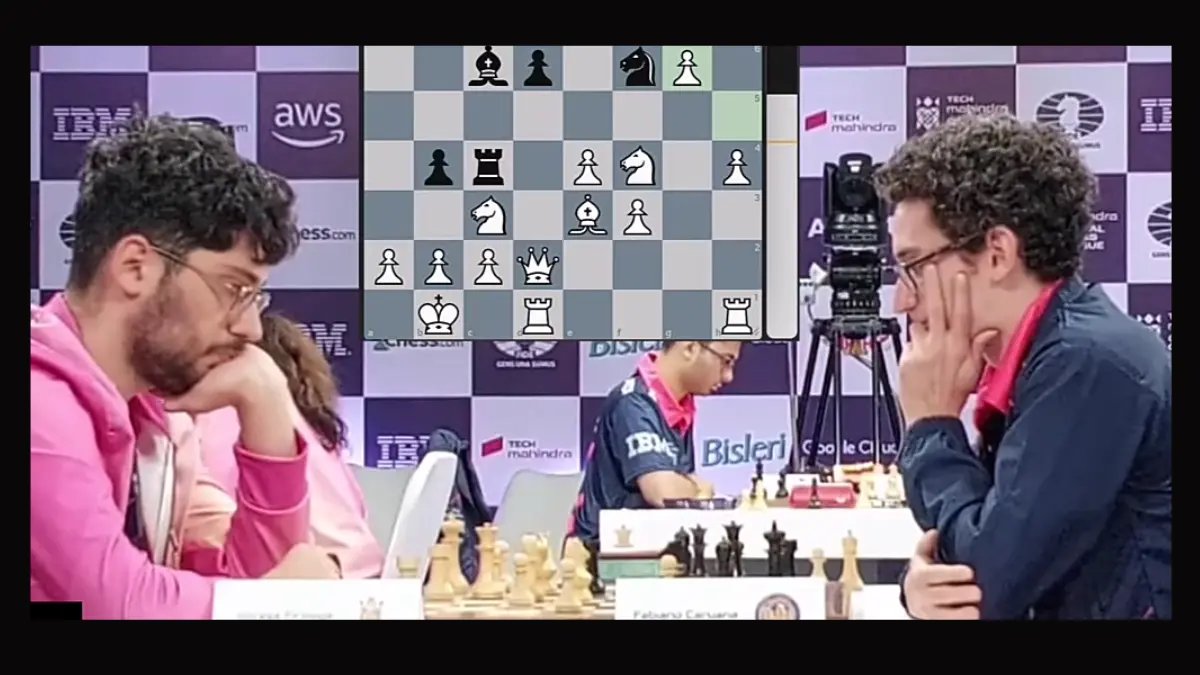 Alireza Firouzja attacking Fabiano Caruana in Global Chess League 2025